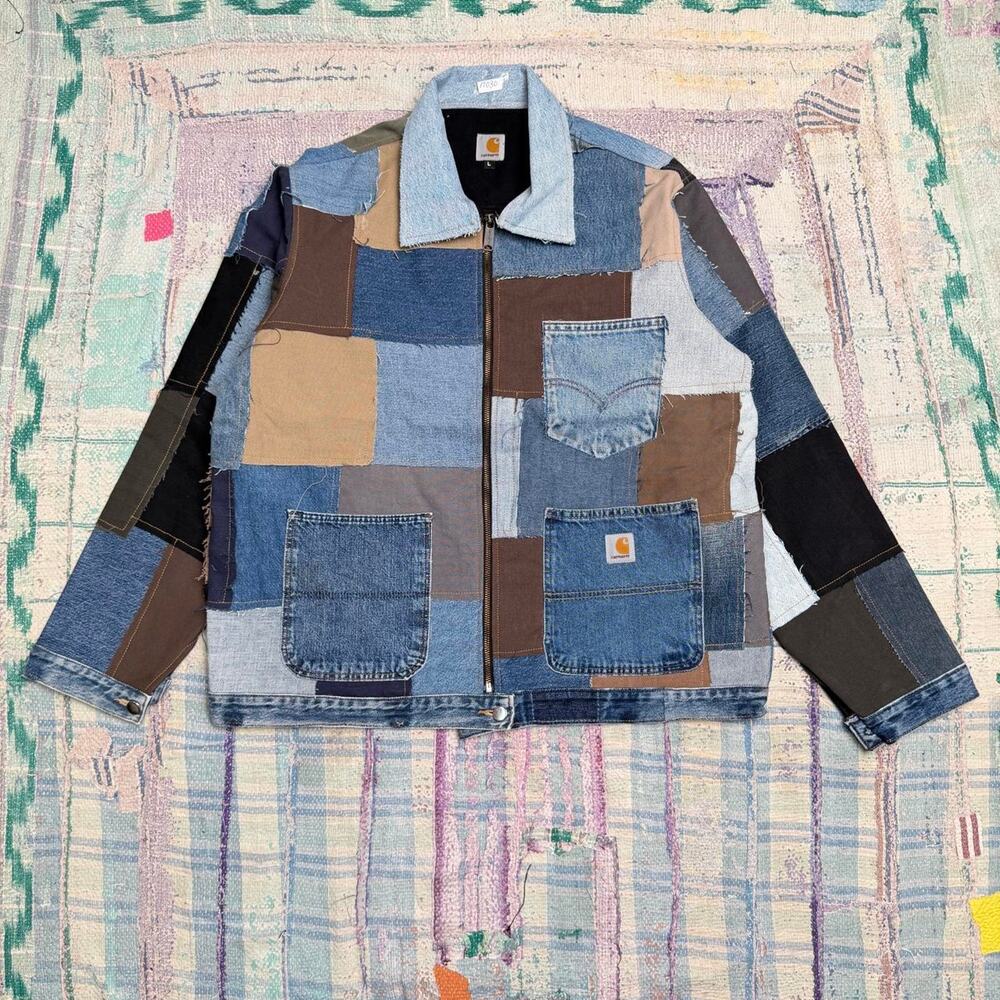 Custom Upcycled Patchwork Carhartt chore jacket Large